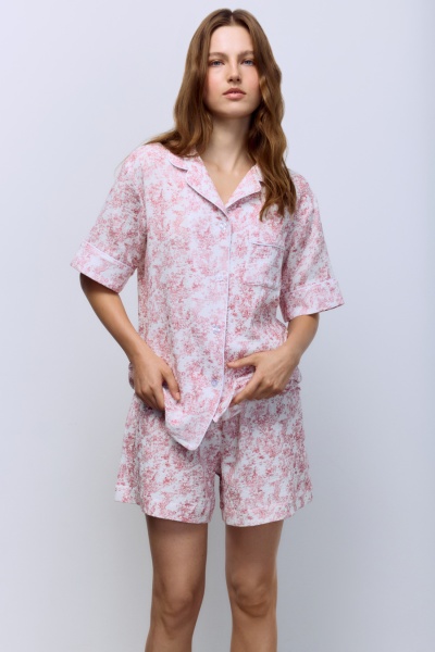 Пижама Toile de Jouy (рубашка + шорты), красный