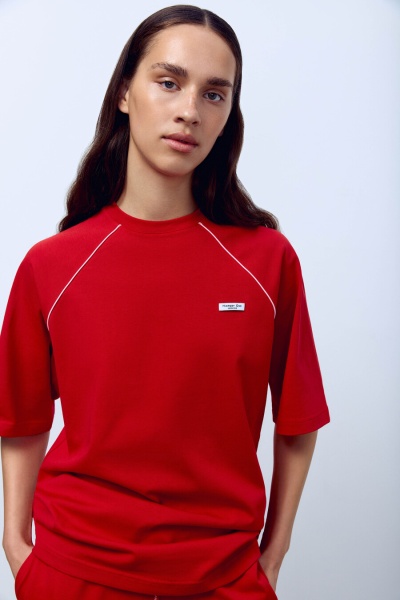 Футболка оверсайз с кантом, красный