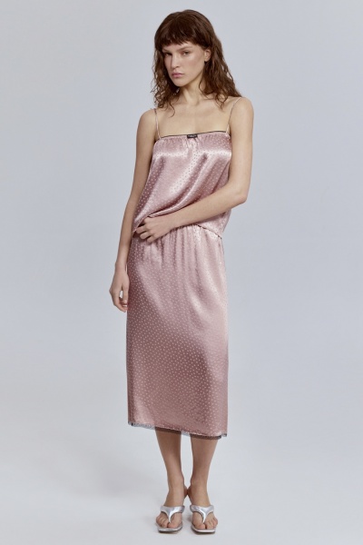 Топ бельевой из атласа, пудровый