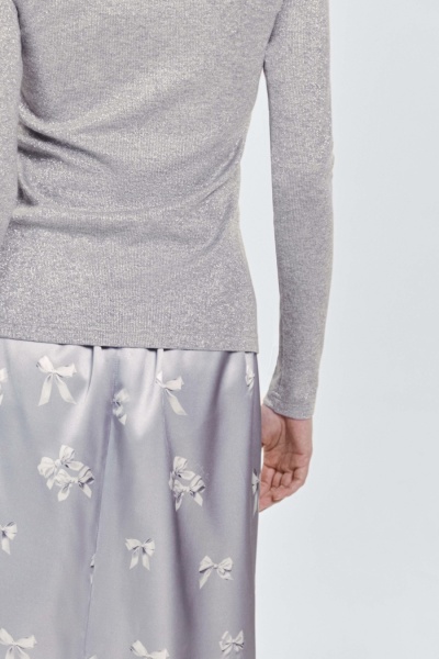 Лонгслив из тонкой итальянской вискозы с люрексом, серый