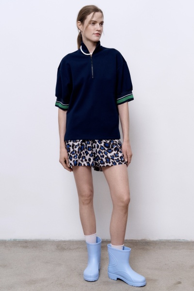 Шорты из нейлона с анималистичным принтом, синий