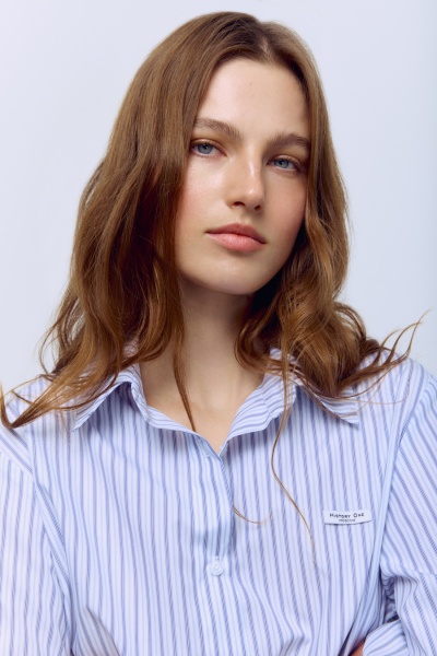 Платье в полоску из деликатного итальянского хлопка с кружевом, синий