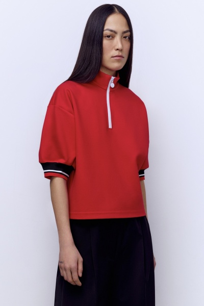 Поло на молнии, красный