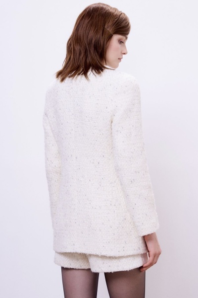 Жакет приталенный букле с декоративными пуговицами, жемчужный