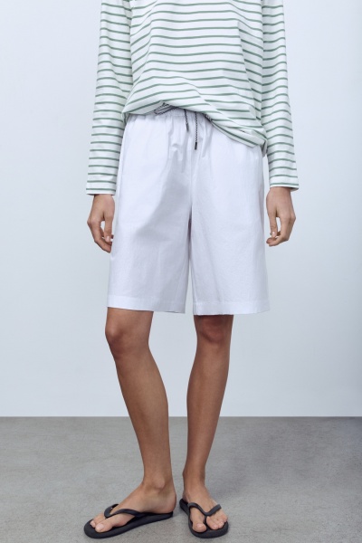 Бермуды из итальянского варёного хлопка, белый