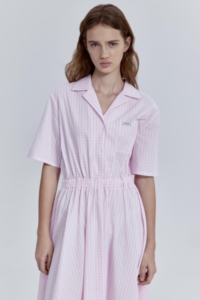 Платье в клетку из итальянского хлопка, розовый