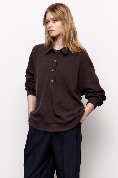 Объемное поло из шерсти, шоколад