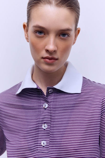 Поло из пике укороченное, фиолетовый