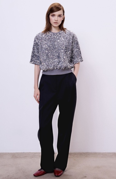 Топ из бархата с пайетками, серый