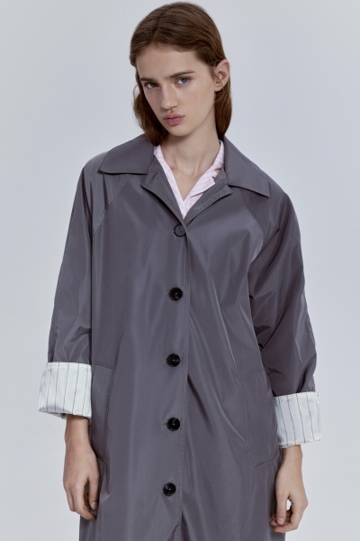 Плащ из нейлона, серый