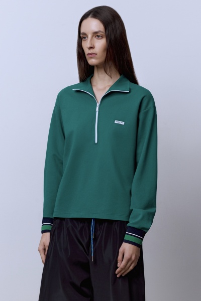 Поло на молнии с длинным рукавом, зелёный