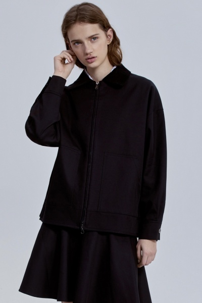 Куртка из габардина с вельветовым воротником, чёрный