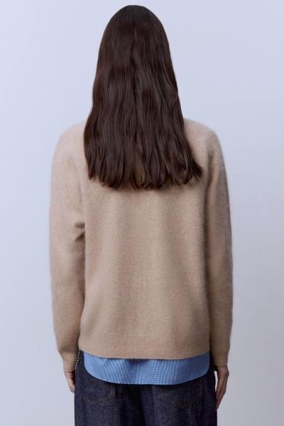 Свитер с V-вырезом из шерсти с кашемиром, бежевый