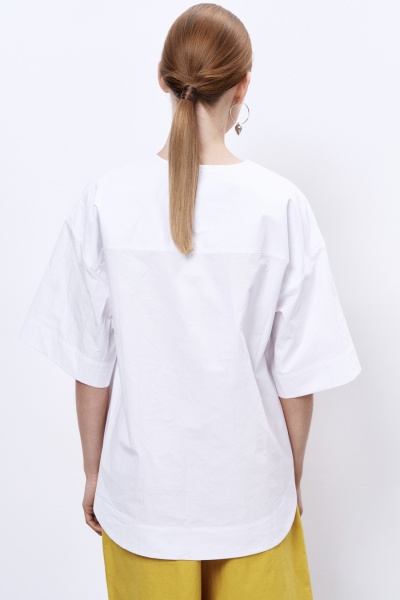 Топ из итальянского вареного хлопка на кнопках, белый