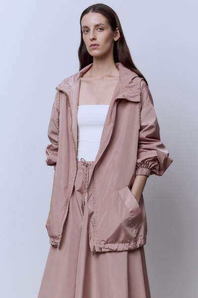 Ветровка удлинённая из нейлона, пудровый