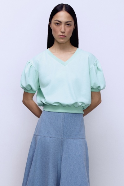 Топ из футера укороченный, мятный