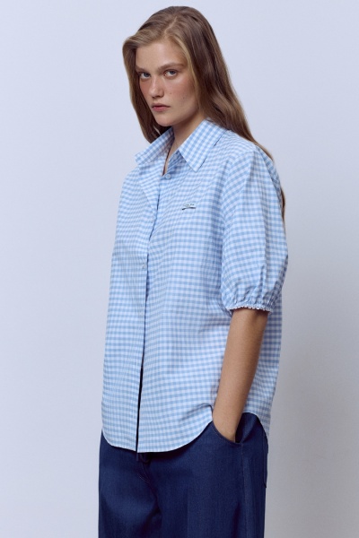 Рубашка виши с объёмными рукавами, голубой