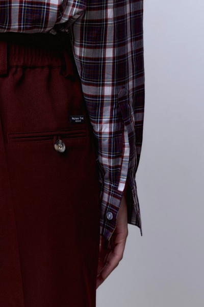 Рубашка классическая в клетку, бордовый