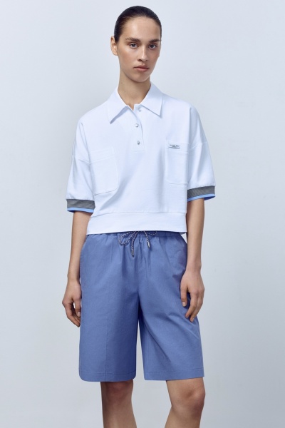 Бермуды из итальянского варёного хлопка, синий