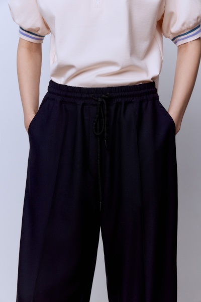 Брюки-бананы из шерсти, синий