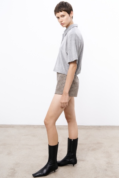 Шорты из шерсти в клетку, бежевый