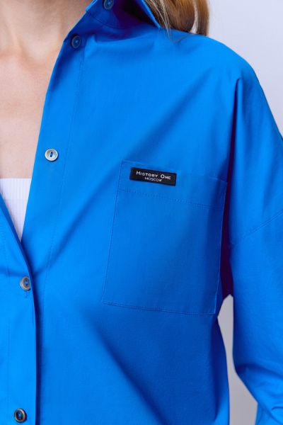 Рубашка с кокеткой на кулиске, синий