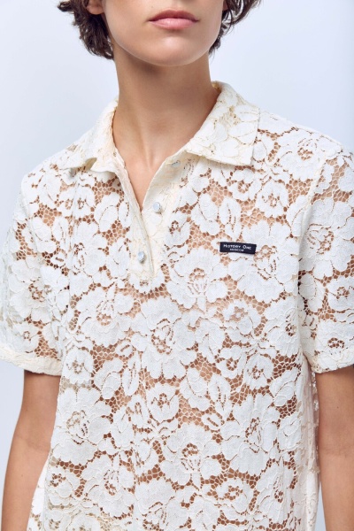 Поло из кружева, кремовый