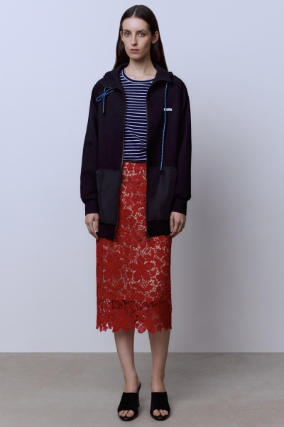 Толстовка удлинённая с нейлоном, чёрный