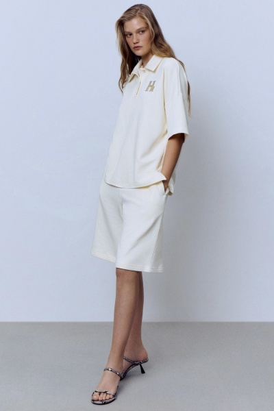 Бермуды из хлопкового футера, кремовый