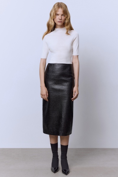 Водолазка с коротким рукавом, молочный