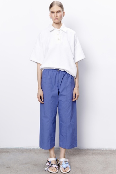 Брюки-карго из итальянского вареного хлопка, синий