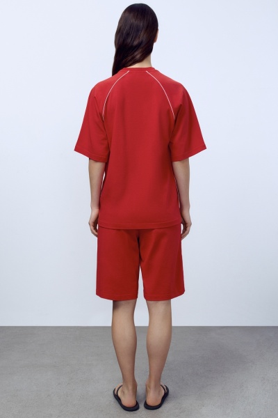 Футболка оверсайз с кантом, красный