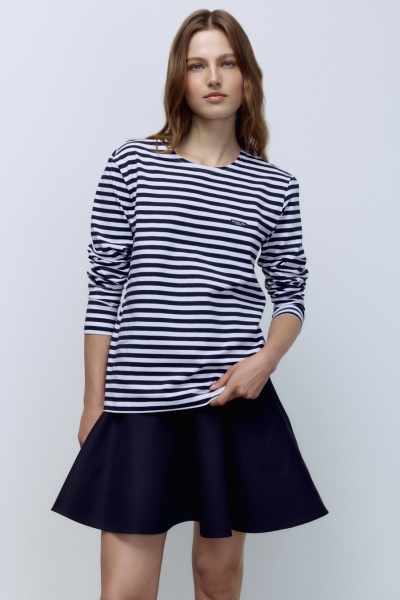 Лонгслив из хлопка в полоску, синий