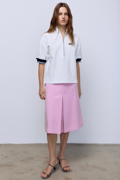 Поло на молнии с контрастными подвязами, белый