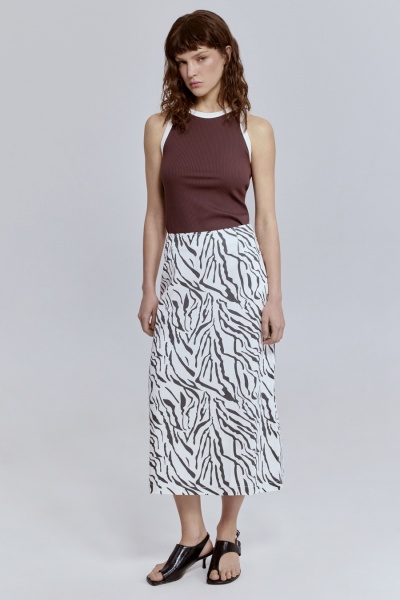 Юбка из легкого денима с анималистичным принтом «зебра»