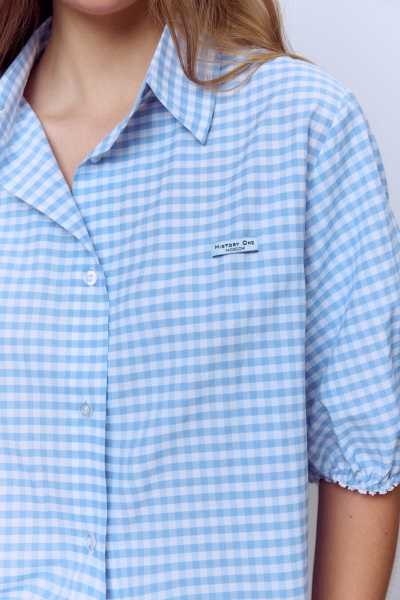 Рубашка виши с объёмными рукавами, голубой