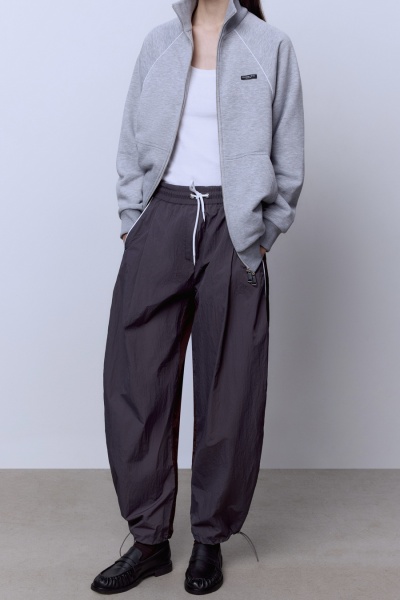 Брюки из нейлона с кантом, серый/шоколад