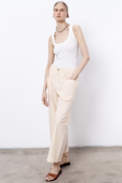 Брюки-карго из итальянского вареного хлопка, персиковый