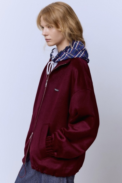 Бомбер из шерсти премиум, бордовый