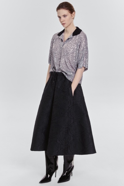 Юбка-солнце из жаккарда на кулиске, чёрный