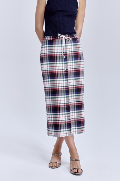 Юбка в клетку с пуговицами, мультиколор