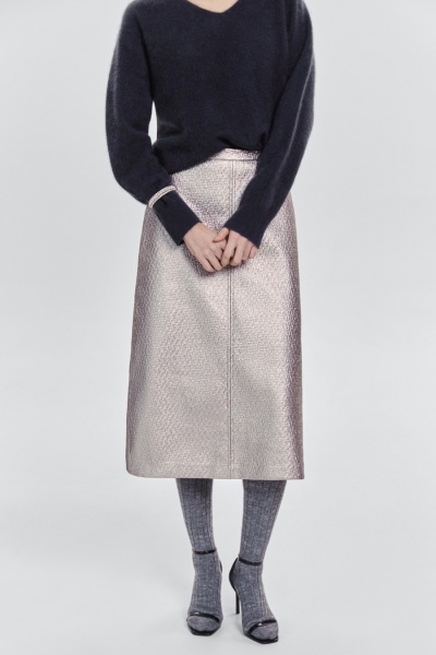 Юбка из лакового твида, мокко