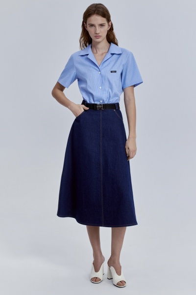 Юбка-колокол из денима, синий