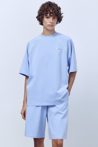 Футболка оверсайз с кантом, голубой