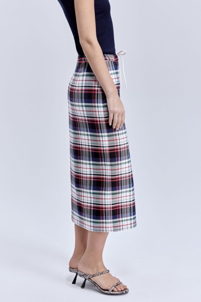Юбка в клетку с пуговицами, мультиколор
