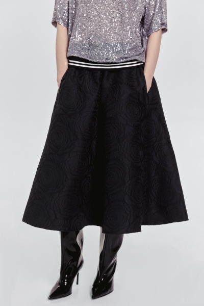 Юбка-солнце из жаккарда на кулиске, чёрный