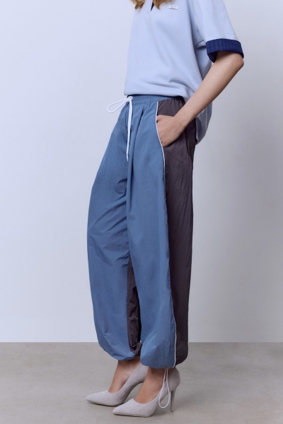 Брюки из нейлона с кантом, серый/синий