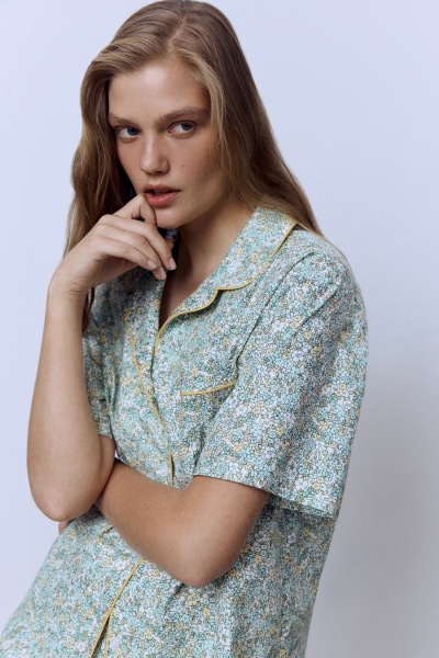 Пижама Secret Garden (рубашка с коротким рукавом + шорты), мятный