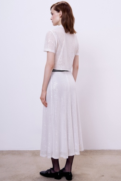 Юбка-годе с пайетками, белый