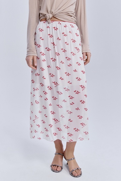 Юбка из шифона с принтом «лошадки», молочный